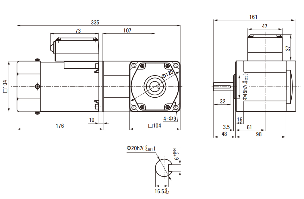 120W Induction AC Motor/Gear Motor drawing