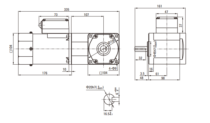 140W Induction AC Motor/Gear Motor drawing
