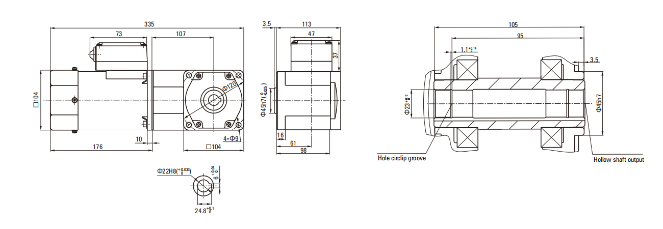 200W Induction AC Motor/Gear Motor drawing