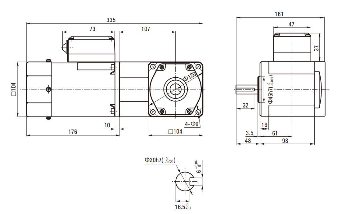 200W Induction AC Motor/Gear Motor drawing