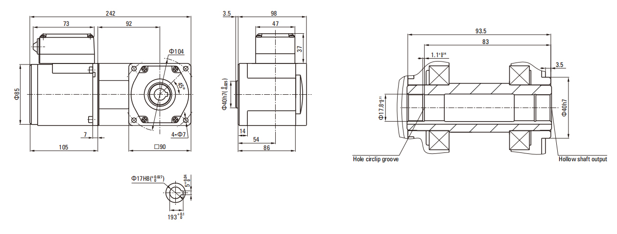 40W Induction AC Motor/Gear Motor drawing