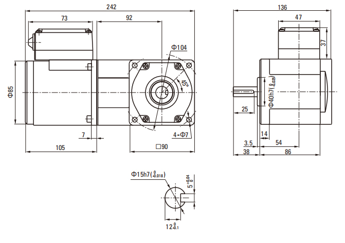 40W Induction AC Motor/Gear Motor drawing