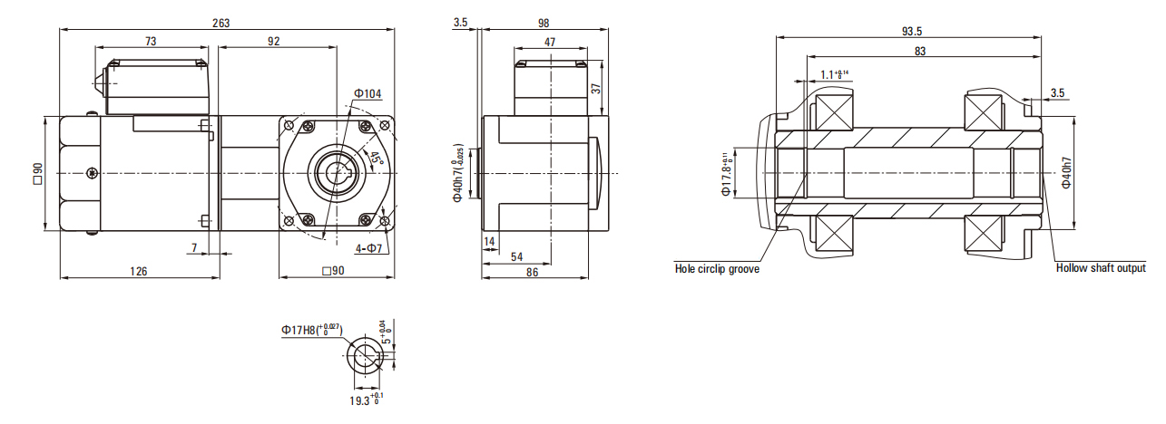 60W Induction AC Motor/Gear Motor drawing