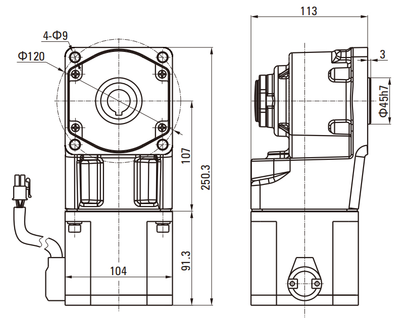 104R Series of Brushless DC Motor drawing