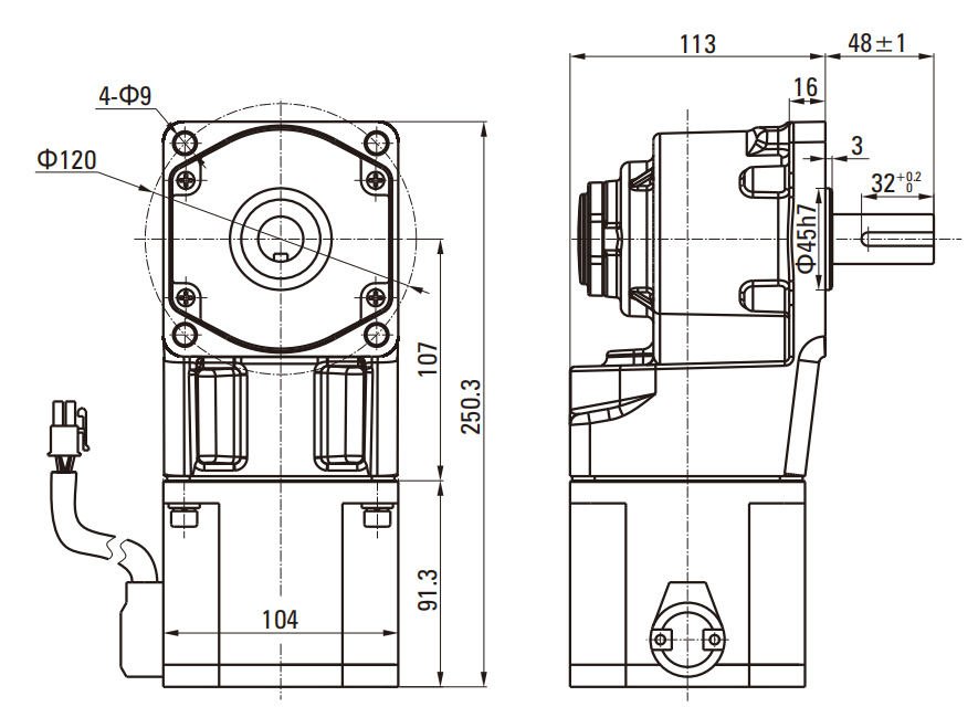 104R Series of Brushless DC Motor drawing