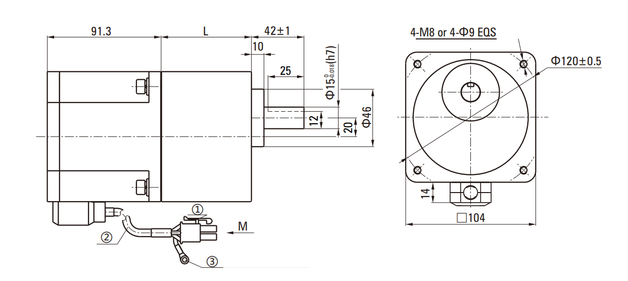 104P Series of Brushless DC Motor drawing