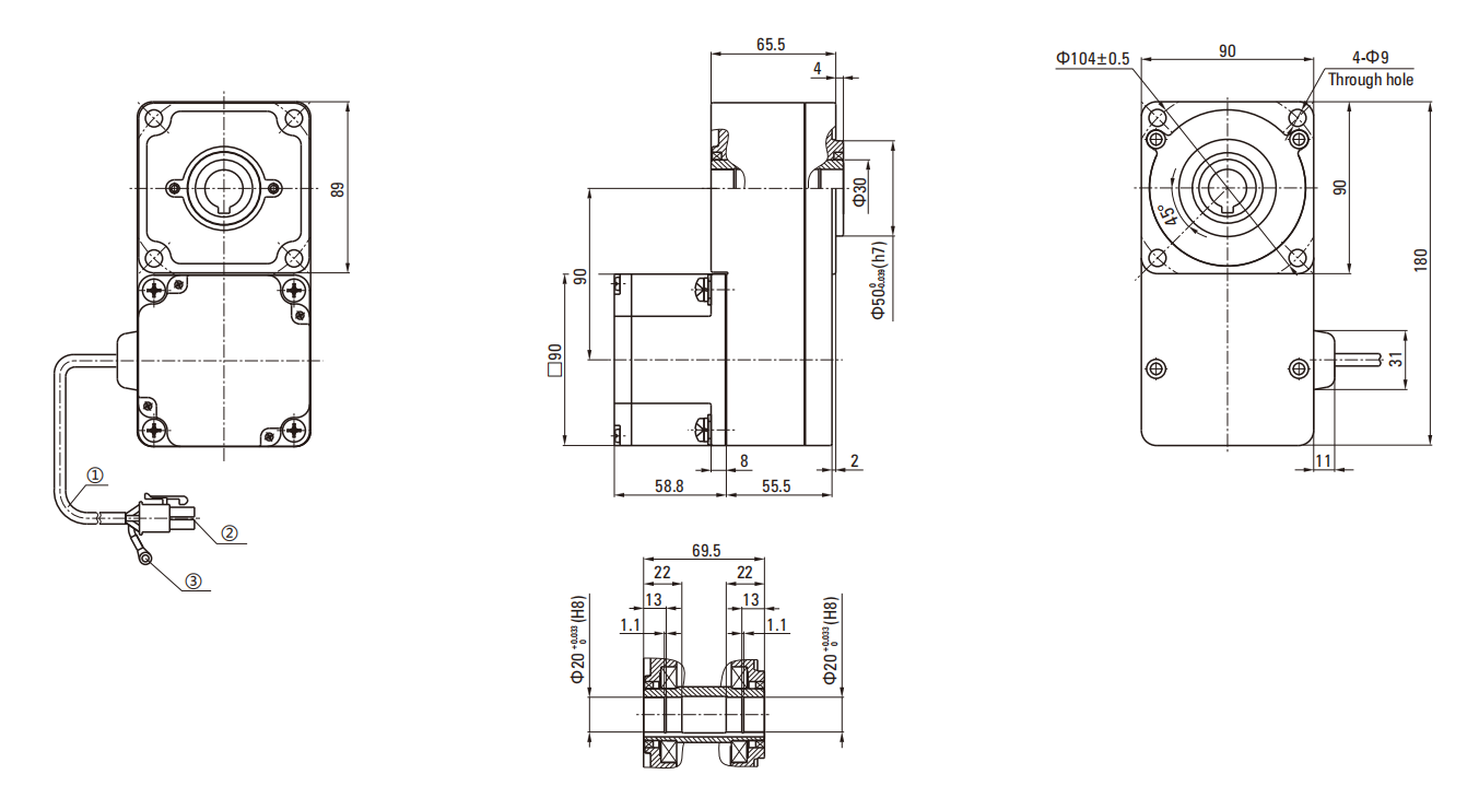 90GUL Series of Brushless DC Motor drawing