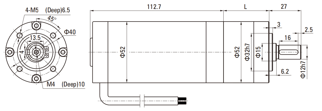 Outside Diameter 52mm DC Brush Motor
