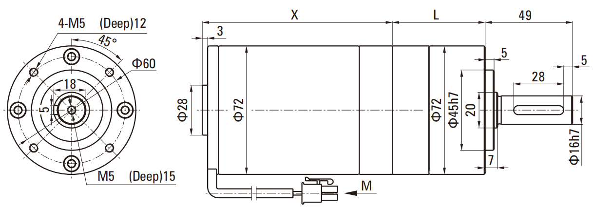 Outside Diameter 72mm DC Brushless Motor