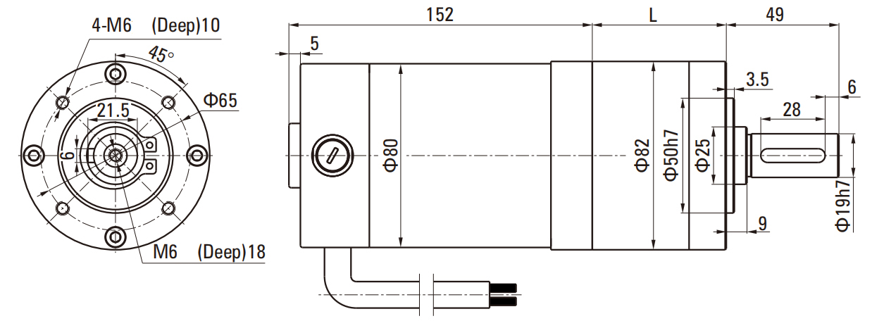 Outside Diameter 82mm DC Brush Motor