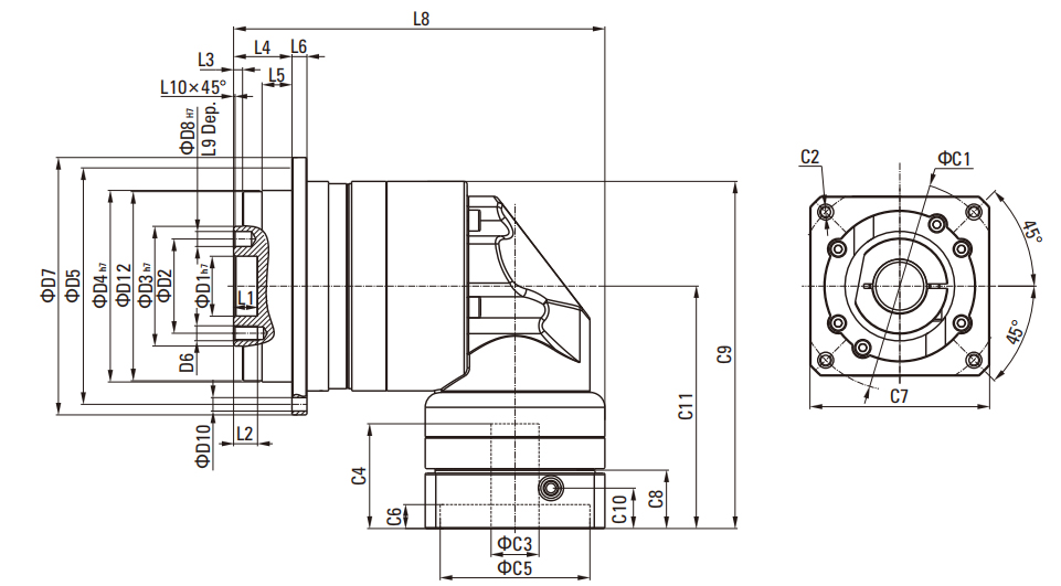 SDR Series Helical Gear Planetary Gearbox drawing