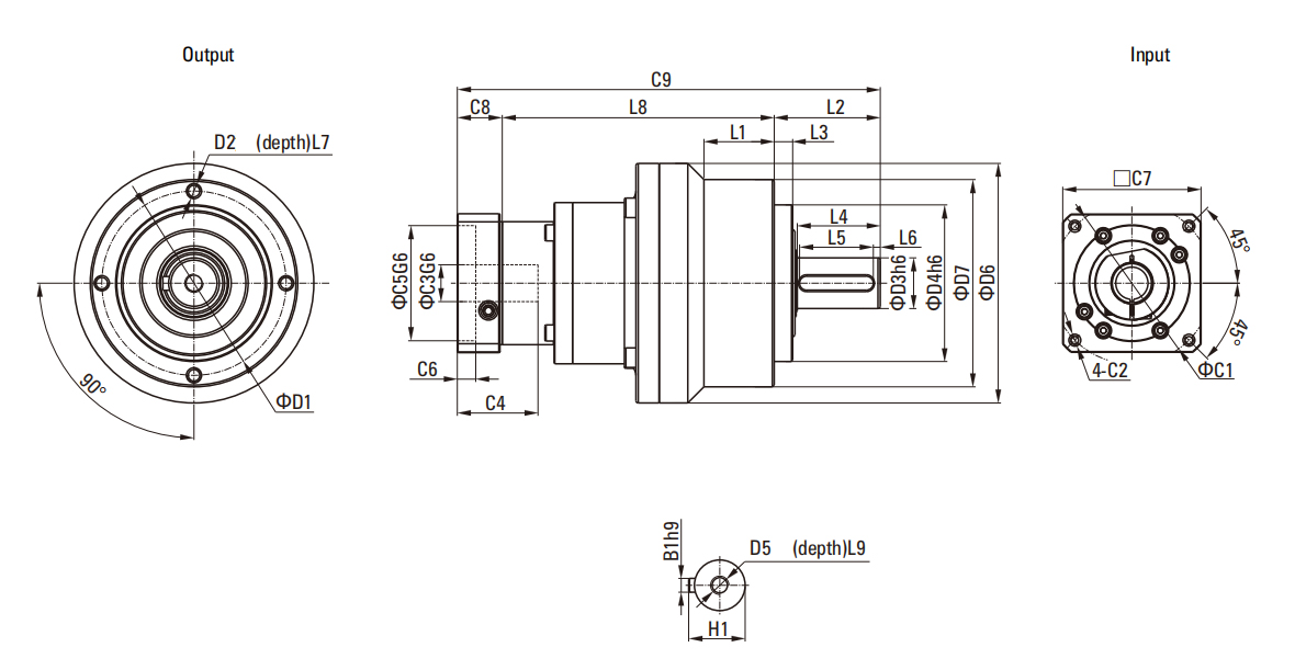 SE Series Helical Gear Planetary Gearbox drawing