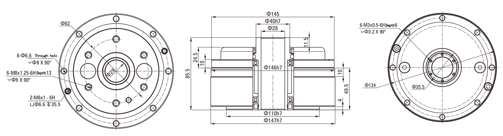 RCA(With Flange) Series RV Cycloidal Pin Wheel Reducer drawing