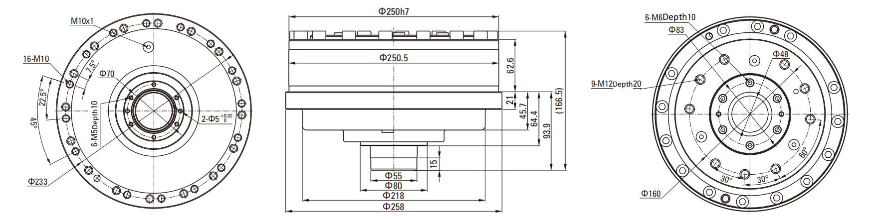 RCA(With Flange) Series RV Cycloidal Pin Wheel Reducer drawing
