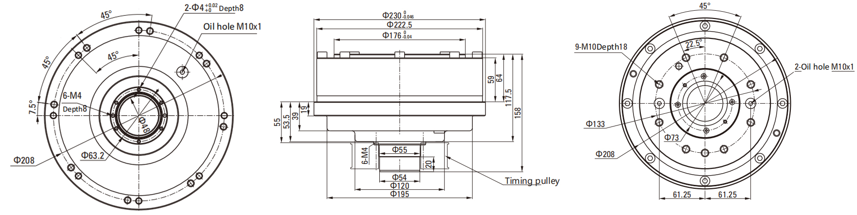 RCA(With Flange) Series RV Cycloidal Pin Wheel Reducer drawing