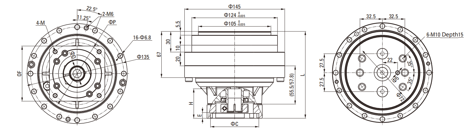 REA(With Flange) Series RV Cycloidal Pin Wheel Reducer drawing