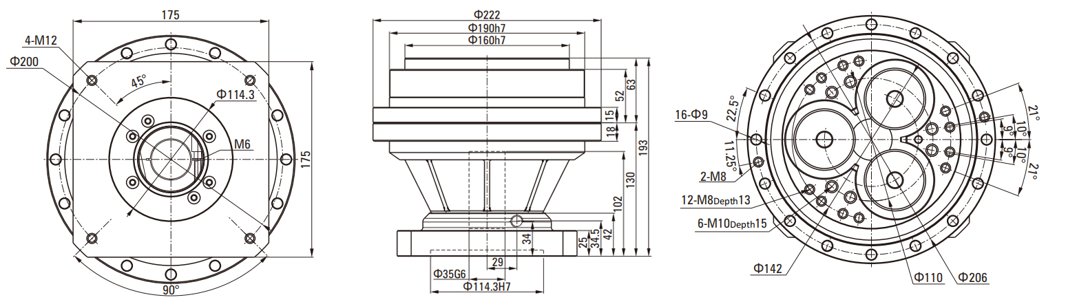 REA(With Flange) Series RV Cycloidal Pin Wheel Reducer drawing