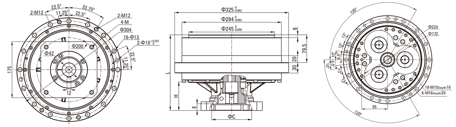 REA(With Flange) Series RV Cycloidal Pin Wheel Reducer drawing