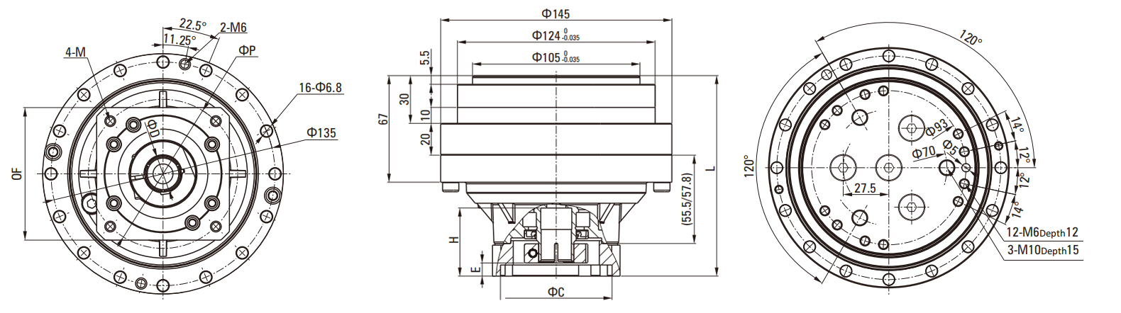 REA(With Flange) Series RV Cycloidal Pin Wheel Reducer drawing