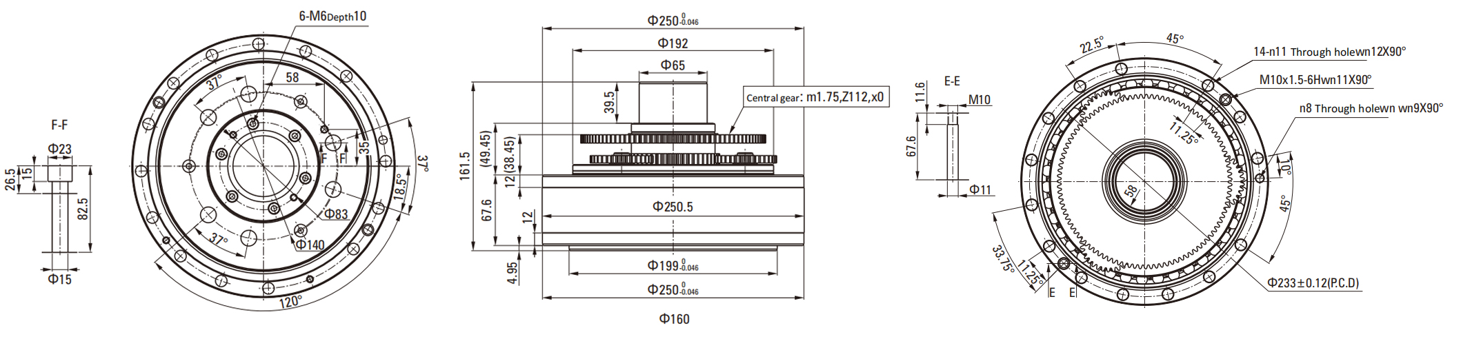 RVC Series RV Cycloidal Pin Wheel Reducer drawing