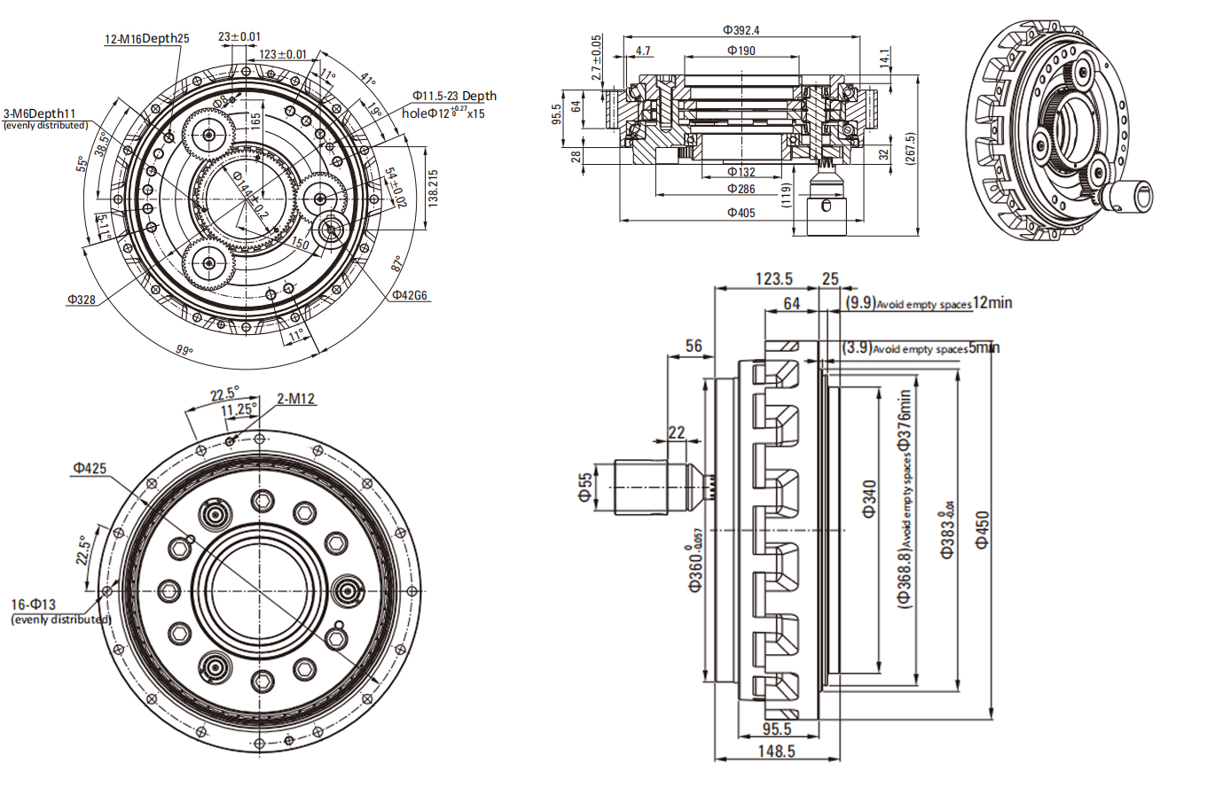 RVC Series RV Cycloidal Pin Wheel Reducer drawing