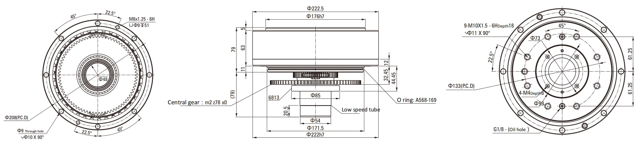 RVC Series RV Cycloidal Pin Wheel Reducer drawing