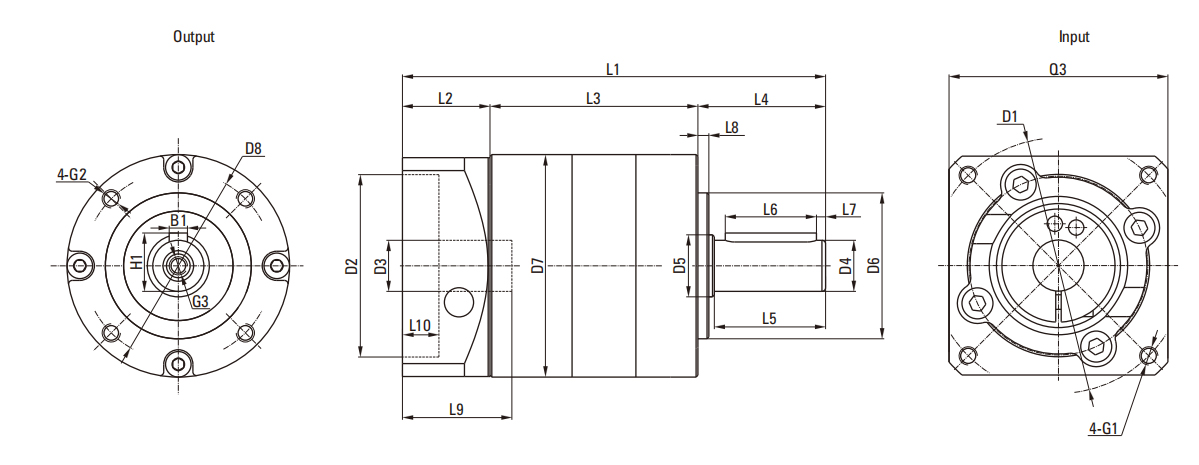 RVE Series RV Cycloidal Pin Wheel Reducer drawing