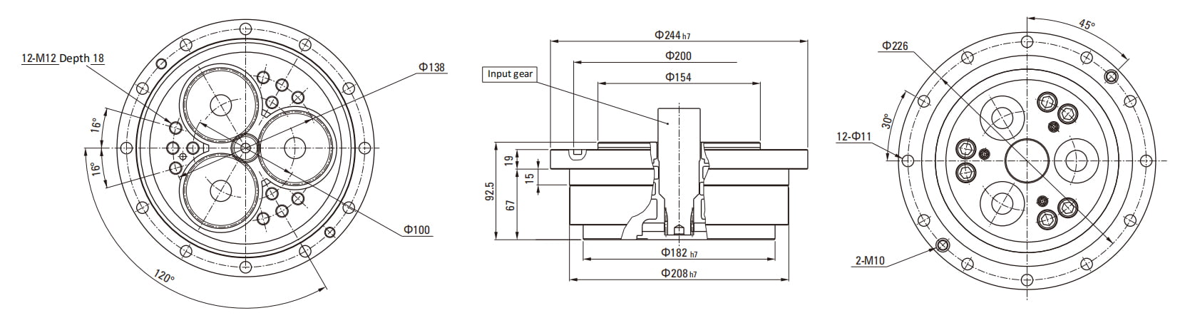 RVE Series RV Cycloidal Pin Wheel Reducer drawing