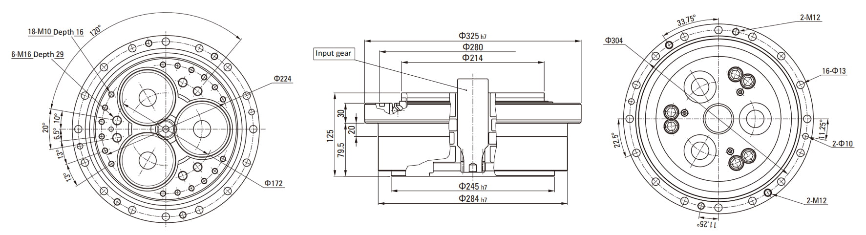 RVE Series RV Cycloidal Pin Wheel Reducer drawing