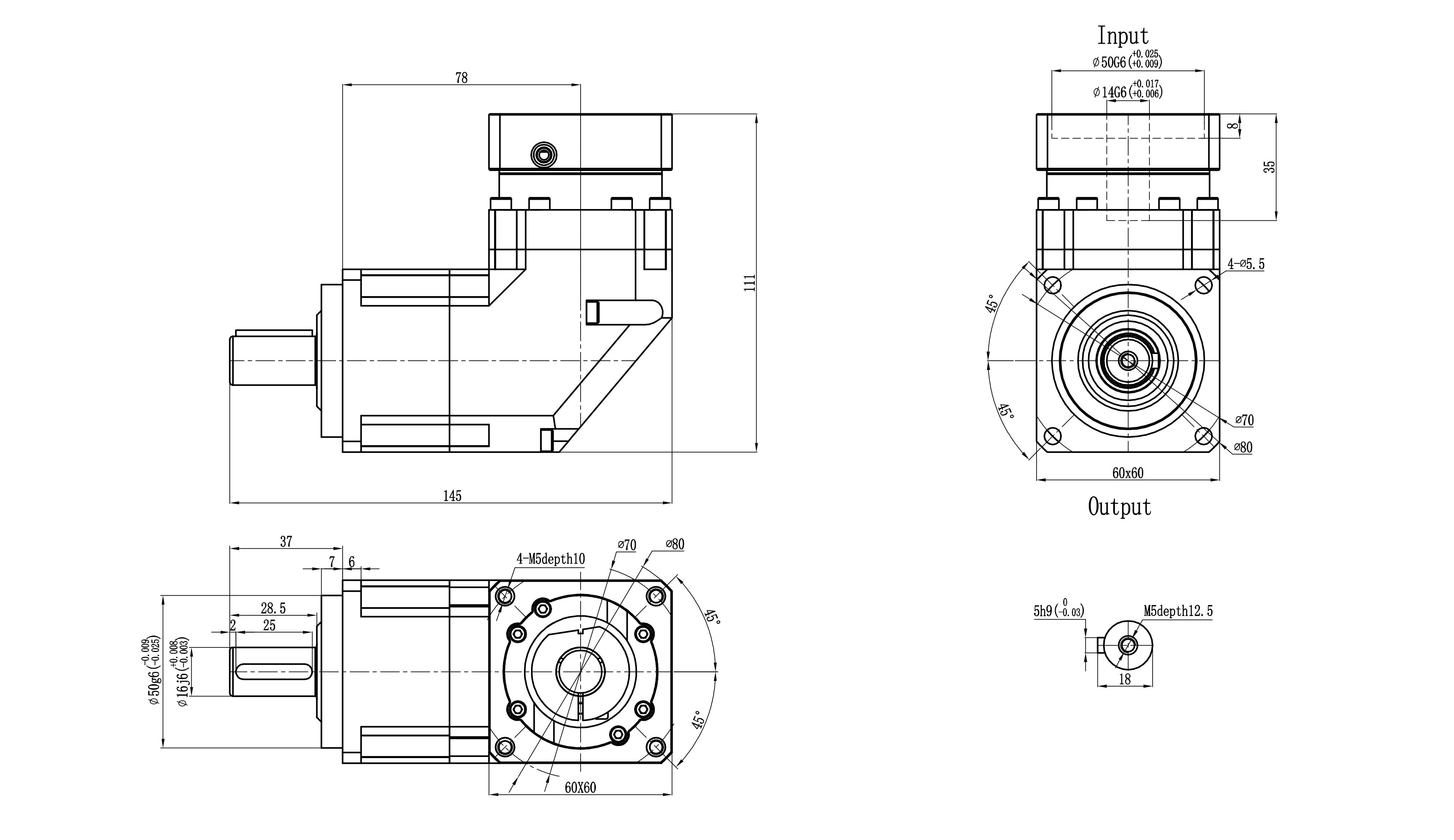 060SBR servo motor assembly dimensional drawing